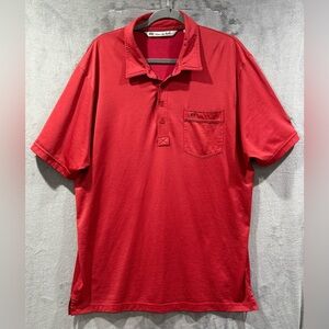 Travis Mathew Performance Polo Red Shirt Men’s XL Golf Pima Cotton Preppy Pocket